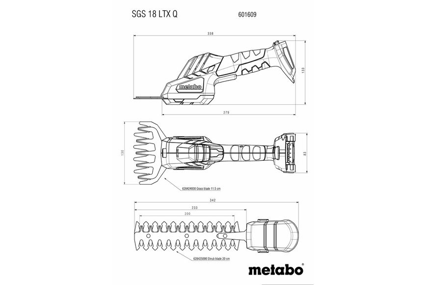 Акумуляторний кущоріз Metabo SGS 18 LTX Q (Без АКБ) (601609850) 601609850 фото