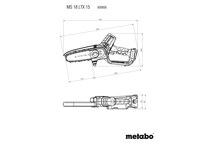 Акумуляторна ланцюгова пилка Metabo MS 18 LTX 15 (600856850) 600856850 фото