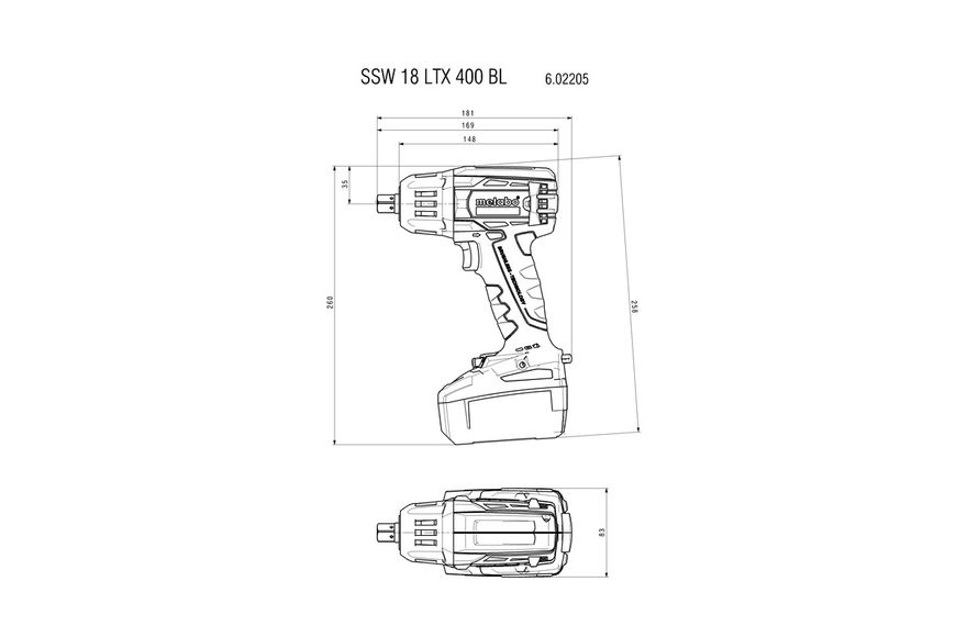 Акумуляторний ударний гайковерт Metabo SSW 18 LTX 400 BL (602205500) 602205500 фото
