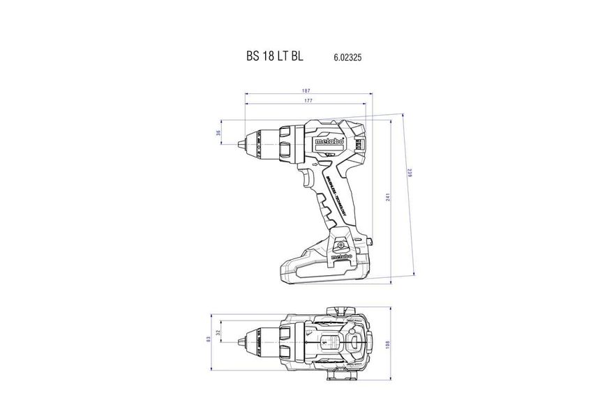 Акумуляторний дриль-шуруповерт Metabo BS 18 LT BL (без АКБ) (602325890) 602325890 фото