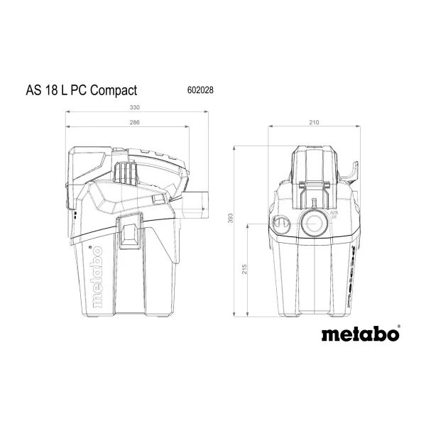 Акумуляторний пилососос Metabo AS 18 L PC Compact (без АКБ) (602028850) 602028850 фото