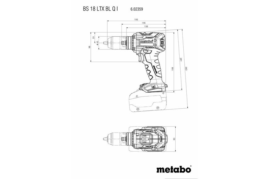 Акумуляторовий шуруповерт Metabo BS 18 LTX BL Q (602359660) 602359660 фото