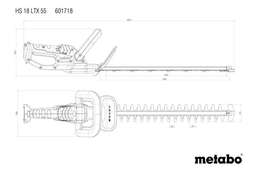 Аккумуляторный кусторез Metabo HS 18 LTX 55 (601718500) 601718500 фото