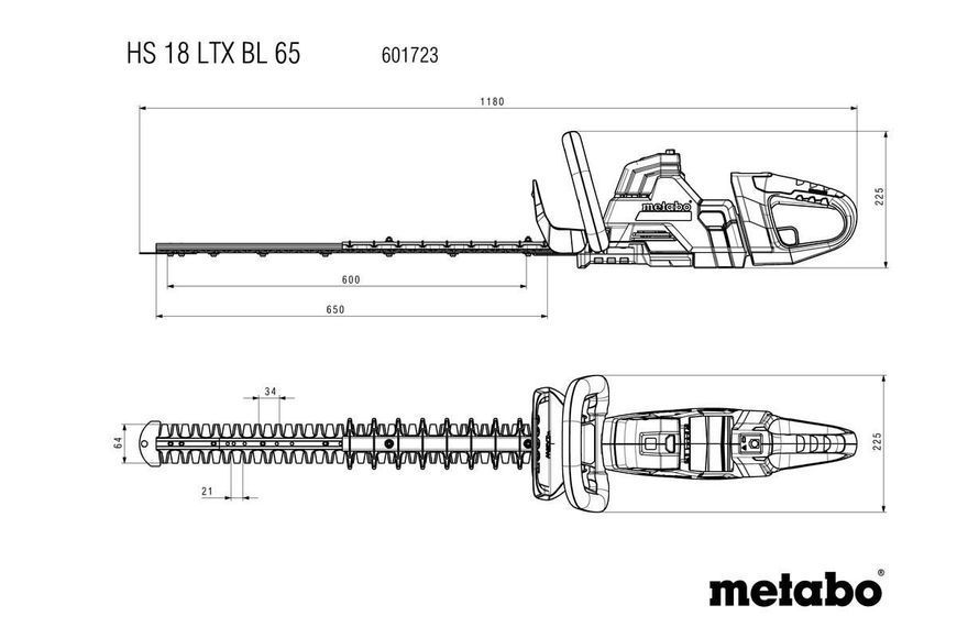 Аккумуляторный кусторез Metabo HS 18 LTX BL 65 (601723850) 601723850 фото