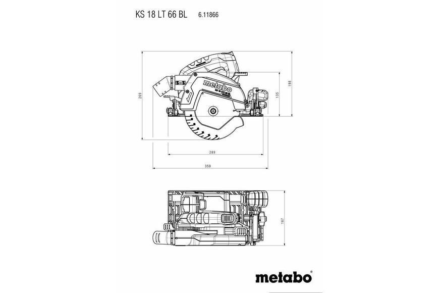 Акумуляторна ручна дискова пила Metabo KS 18 LTX 66 BL (без ЗП та АКБ) (611866850) 611866850 фото