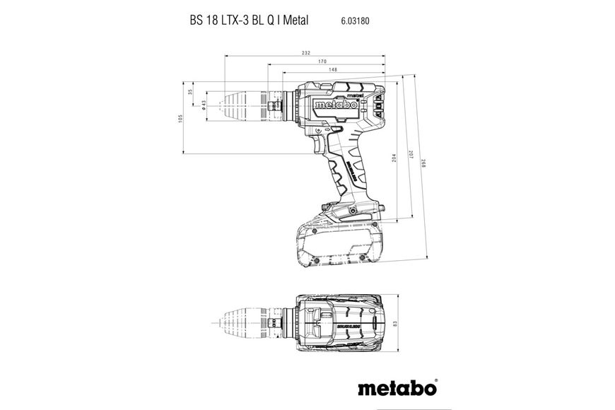 Акумуляторний шуруповерт BS 18 LTX-3 BL Q I METAL (603180660) 603180660 фото