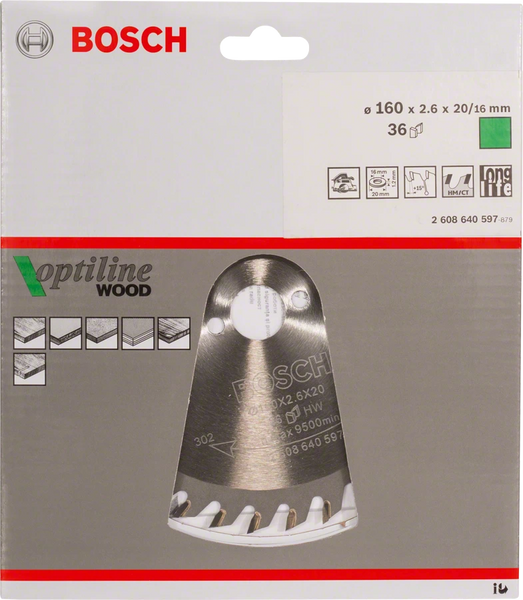 Пильний диск Bosch OPTILINE WOOD 160х16 (2608640597) 2608640597 фото