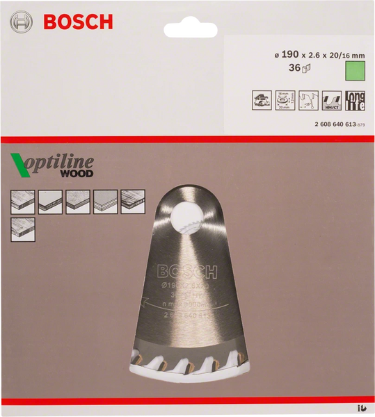 Пильный диск Bosch OPTILINE WOOD 190х30 (2608640617) 2608640617 фото