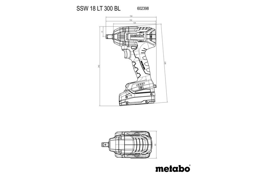 Аккумуляторный ударный гайковерт Metabo SSW 18 LT 300 BL (Без АКБ) (602398850) 602398850 фото