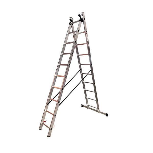 Лестница алюминиевая трёхсекционная GTM KME306 3x6 ступенек 1.64-3.26м 39942 фото