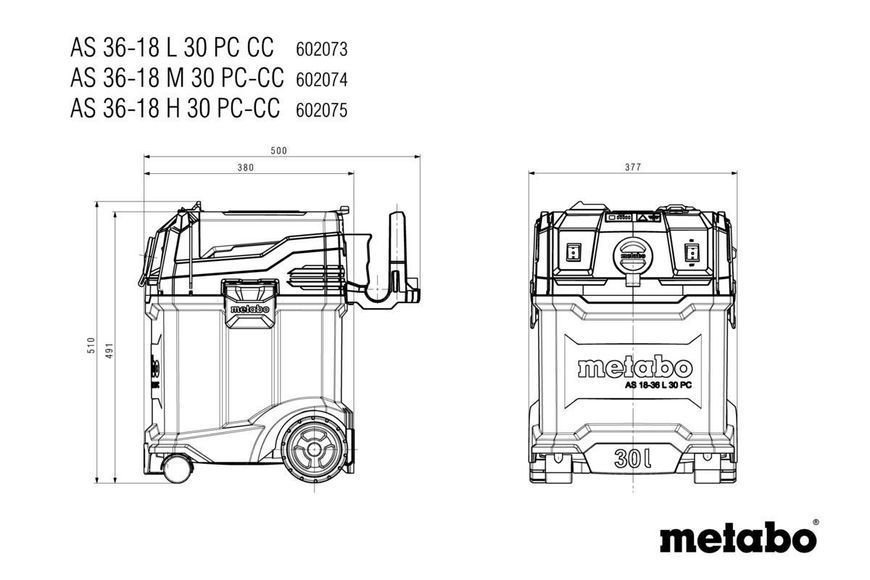 Аккумуляторный пылесос Metabo AS 36-18 H 30 PC-CC (602075850) 602075850 фото